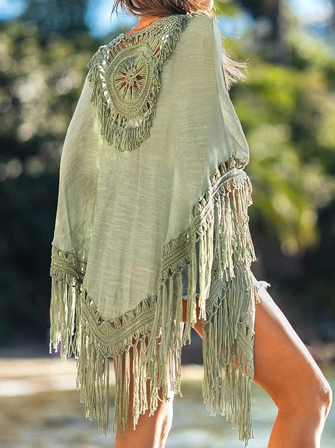 Wholesale Customizable Boho Crochet Fringe Poncho - Stylish Summer Wardrobe Addition for Retailers and Manufacturers