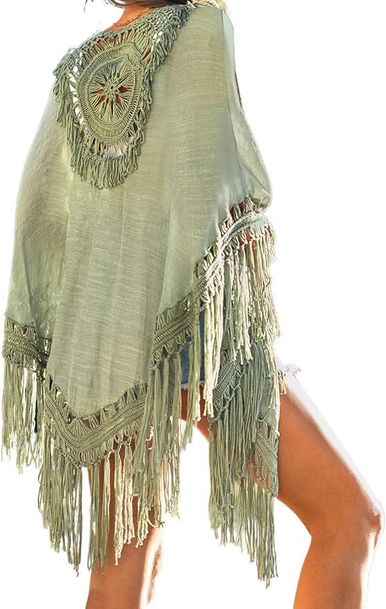 Wholesale Customizable Boho Crochet Fringe Poncho - Stylish Summer Wardrobe Addition for Retailers and Manufacturers