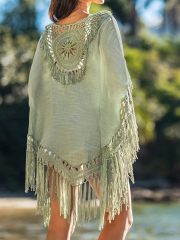 Wholesale Customizable Boho Crochet Fringe Poncho - Stylish Summer Wardrobe Addition for Retailers and Manufacturers