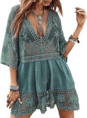Wholesale OEM Boho Chic Black Lace Embroidered Dress - Customizable Elegant and Edgy Fashion for Retailers and Manufacturers