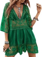 Wholesale OEM Boho Chic Black Lace Embroidered Dress - Customizable Elegant and Edgy Fashion for Retailers and Manufacturers