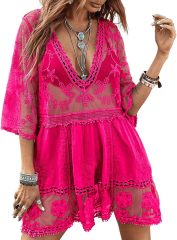 Wholesale OEM Boho Chic Black Lace Embroidered Dress - Customizable Elegant and Edgy Fashion for Retailers and Manufacturers