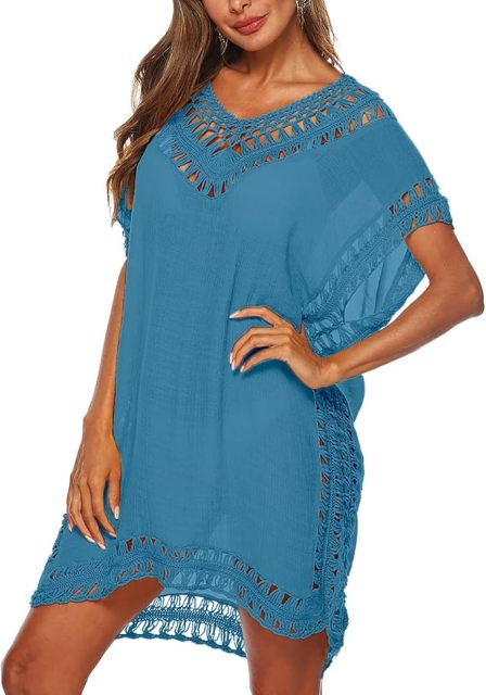 Wholesale Chic Black Crochet Trim Tunic Dress - Custom Boho Style for Retailers and Manufacturers