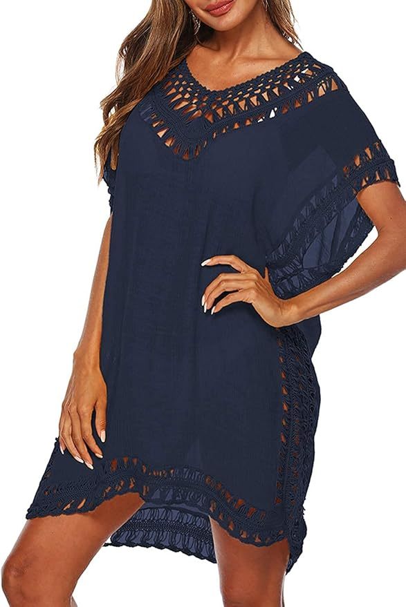 Wholesale Chic Black Crochet Trim Tunic Dress - Custom Boho Style for Retailers and Manufacturers