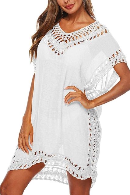 Wholesale Chic Black Crochet Trim Tunic Dress - Custom Boho Style for Retailers and Manufacturers