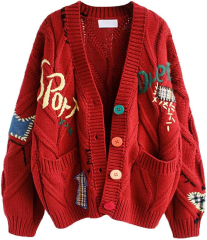 Custom Stylish Women's Cardigan with Unique Embroidery and Colorful Buttons – Wholesale Knitwear for Retailers | Jubaodi