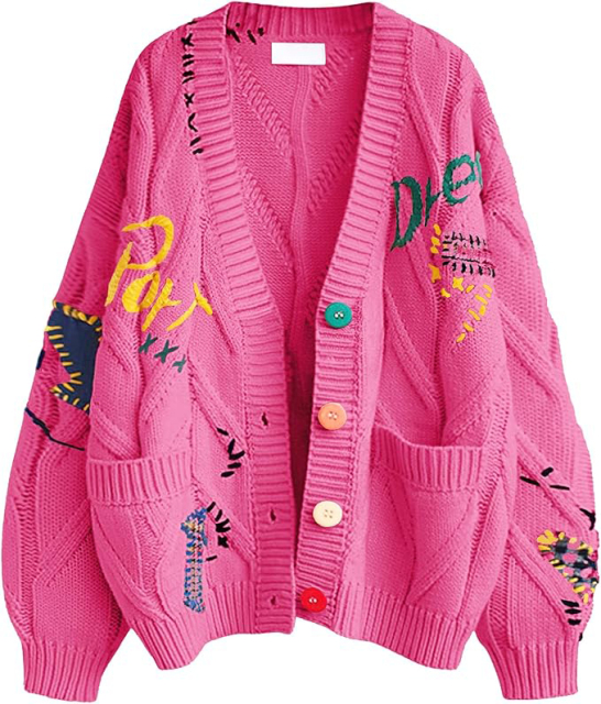 Custom Stylish Women's Cardigan with Unique Embroidery and Colorful Buttons – Wholesale Knitwear for Retailers | Jubaodi