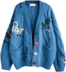 Custom Stylish Women's Cardigan with Unique Embroidery and Colorful Buttons – Wholesale Knitwear for Retailers | Jubaodi