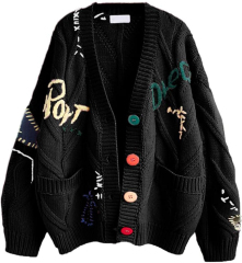 Custom Stylish Women's Cardigan with Unique Embroidery and Colorful Buttons – Wholesale Knitwear for Retailers | Jubaodi