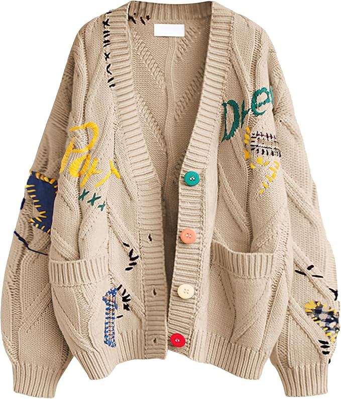 Custom Stylish Women's Cardigan with Unique Embroidery and Colorful Buttons – Wholesale Knitwear for Retailers | Jubaodi