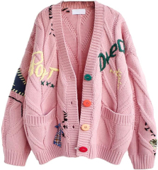 Custom Stylish Women's Cardigan with Unique Embroidery and Colorful Buttons – Wholesale Knitwear for Retailers | Jubaodi