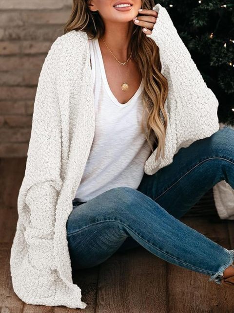 Customizable Cozy White Knit Cardigan for Effortless Comfort and Style – Wholesale Knitwear for Retailers | Jubaodi