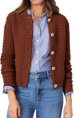Custom Elegant Navy Blue Knit Cardigan with Wooden Buttons – Wholesale Knitwear for Retailers | Jubaodi
