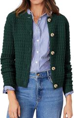 Custom Elegant Navy Blue Knit Cardigan with Wooden Buttons – Wholesale Knitwear for Retailers | Jubaodi