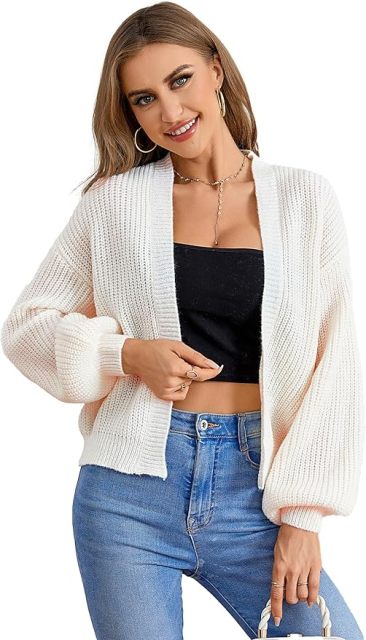 Custom Trendy Color-Block Knit Cardigan with Bell Sleeves – Wholesale Knitwear for Retailers | Jubaodi
