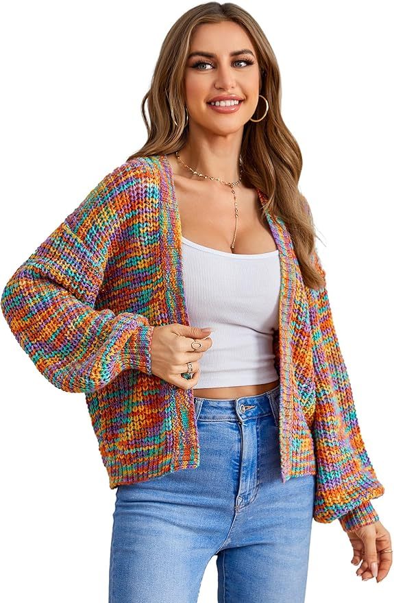 Custom Trendy Color-Block Knit Cardigan with Bell Sleeves – Wholesale Knitwear for Retailers | Jubaodi