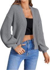 Custom Trendy Color-Block Knit Cardigan with Bell Sleeves – Wholesale Knitwear for Retailers | Jubaodi
