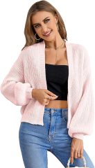 Custom Trendy Color-Block Knit Cardigan with Bell Sleeves – Wholesale Knitwear for Retailers | Jubaodi