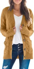 OEM Available Cozy Rust Knit Cardigan with Button Detail and Pockets – Customizable Wholesale Knitwear | Jubaodi