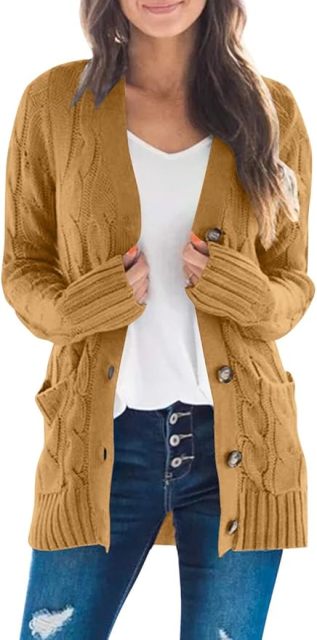 OEM Available Cozy Rust Knit Cardigan with Button Detail and Pockets – Customizable Wholesale Knitwear | Jubaodi