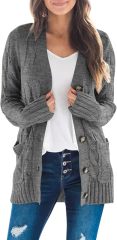 OEM Available Cozy Rust Knit Cardigan with Button Detail and Pockets – Customizable Wholesale Knitwear | Jubaodi