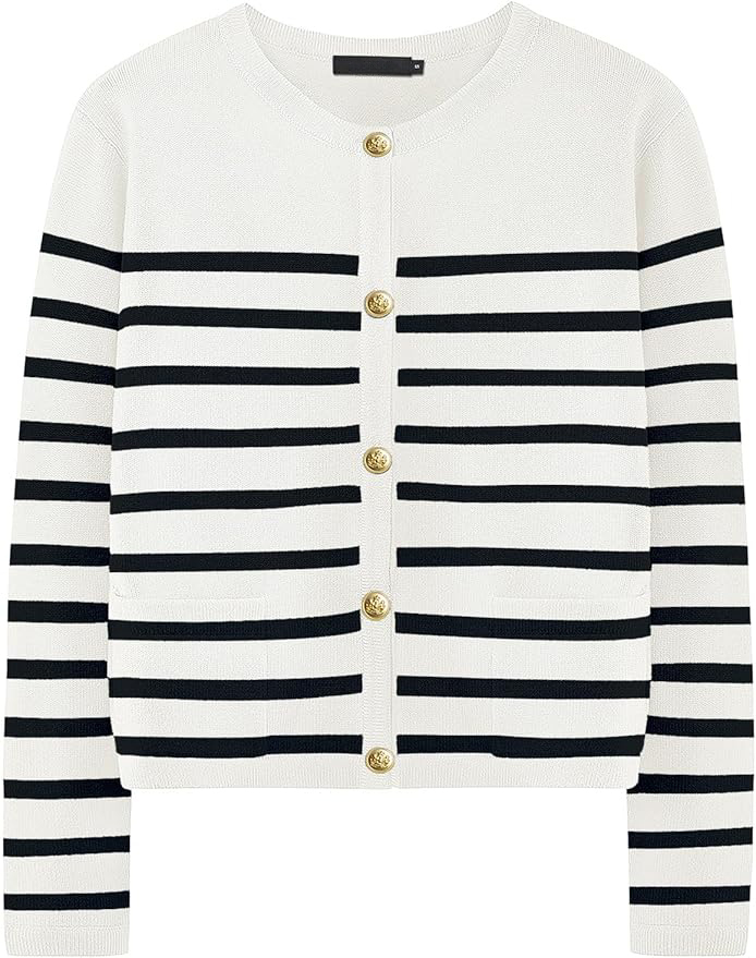 OEM/ODM Chic Black and White Striped Button-Up Cardigan – Customizable Wholesale Knitwear | Jubaodi
