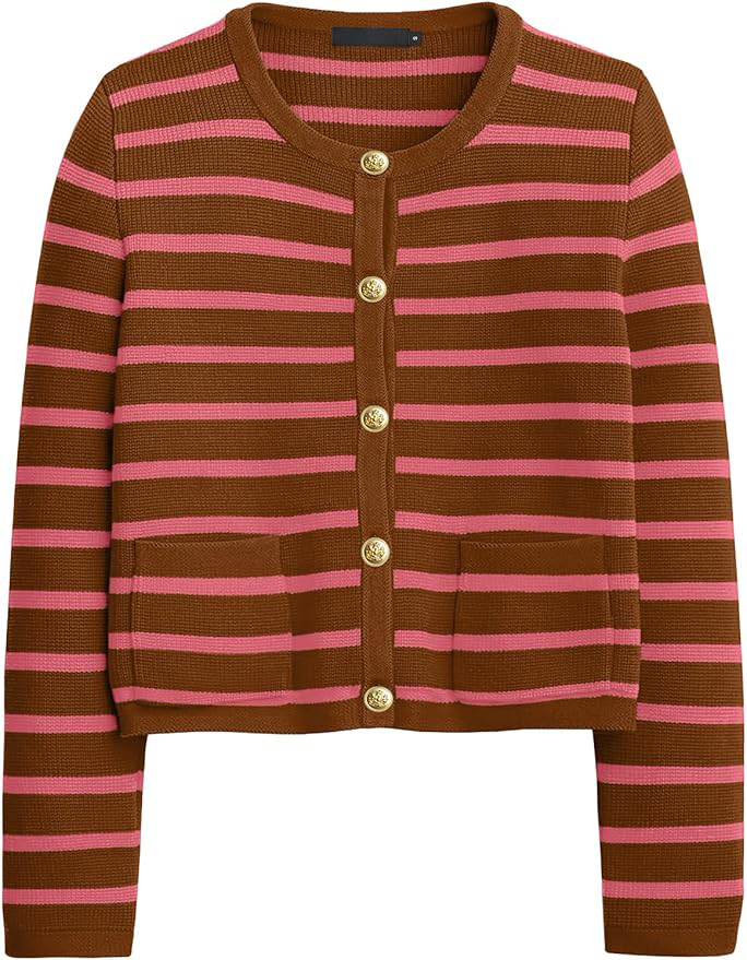 OEM/ODM Chic Black and White Striped Button-Up Cardigan – Customizable Wholesale Knitwear | Jubaodi