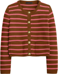 OEM/ODM Chic Black and White Striped Button-Up Cardigan – Customizable Wholesale Knitwear | Jubaodi
