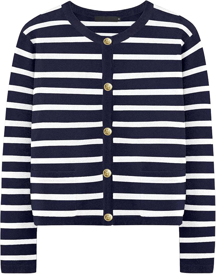OEM/ODM Chic Black and White Striped Button-Up Cardigan – Customizable Wholesale Knitwear | Jubaodi