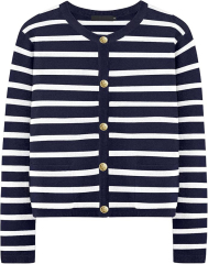 OEM/ODM Chic Black and White Striped Button-Up Cardigan – Customizable Wholesale Knitwear | Jubaodi