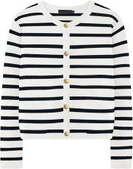 OEM/ODM Chic Black and White Striped Button-Up Cardigan – Customizable Wholesale Knitwear | Jubaodi