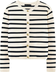 OEM/ODM Chic Black and White Striped Button-Up Cardigan – Customizable Wholesale Knitwear | Jubaodi