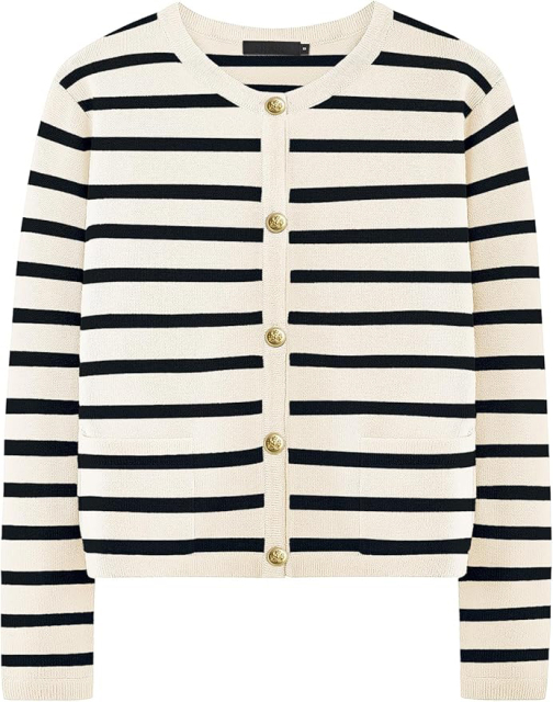 OEM/ODM Chic Black and White Striped Button-Up Cardigan – Customizable Wholesale Knitwear | Jubaodi