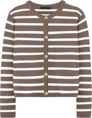 OEM/ODM Chic Black and White Striped Button-Up Cardigan – Customizable Wholesale Knitwear | Jubaodi
