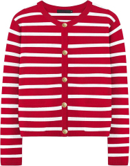 OEM/ODM Chic Black and White Striped Button-Up Cardigan – Customizable Wholesale Knitwear | Jubaodi