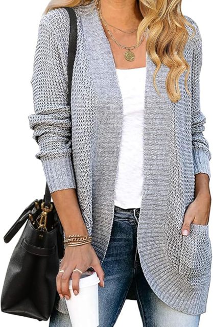 Factory Direct Cozy Beige Open-Front Cardigan with Pockets – Wholesale Knitwear for Retailers | Jubaodi