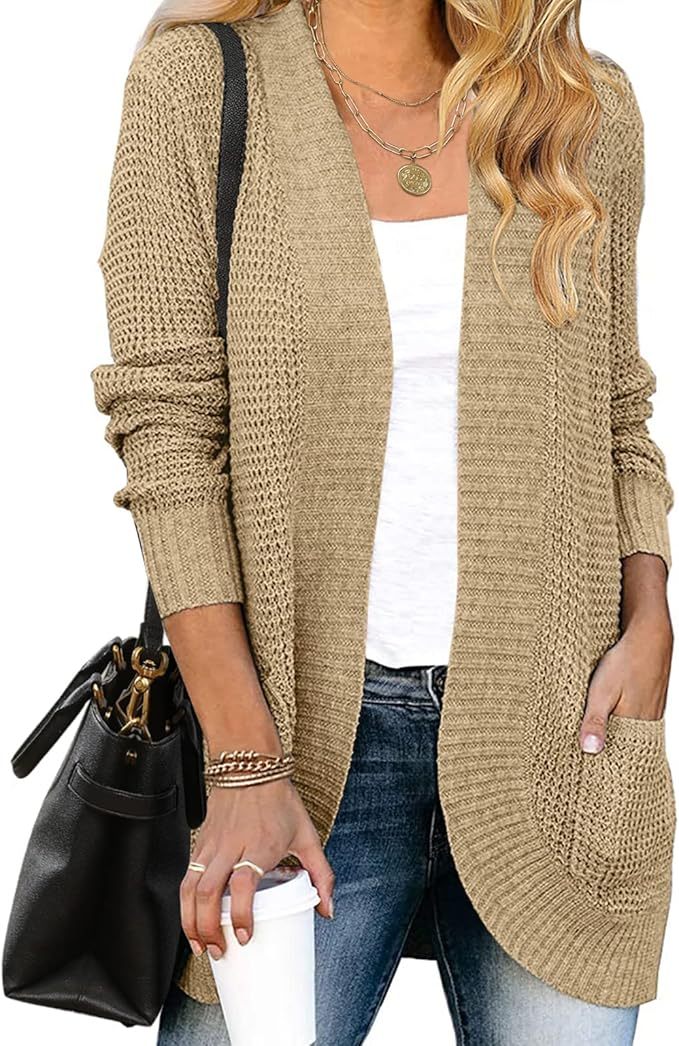 Factory Direct Cozy Beige Open-Front Cardigan with Pockets – Wholesale Knitwear for Retailers | Jubaodi