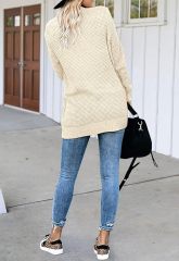 Factory Direct Cozy Beige Open-Front Cardigan with Pockets – Wholesale Knitwear for Retailers | Jubaodi