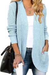 Factory Direct Cozy Beige Open-Front Cardigan with Pockets – Wholesale Knitwear for Retailers | Jubaodi