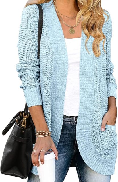 Factory Direct Cozy Beige Open-Front Cardigan with Pockets – Wholesale Knitwear for Retailers | Jubaodi