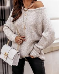 Wholesale Soft Beige Knit Sweater for Effortless Casual Style – Customizable Knitwear for Retailers | Jubaodi