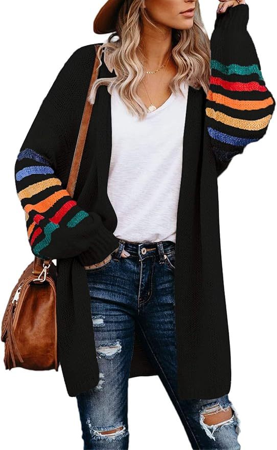 Customizable Tailor-Made Cozy Beige Cardigan with Colorful Striped Sleeves – Wholesale Knitwear for Retailers | Jubaodi