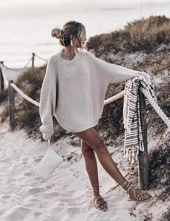 Personalized Relaxed Beige Oversized Knit Sweater with Drawstring Neckline – Customizable Wholesale for Effortless Style | Jubaodi