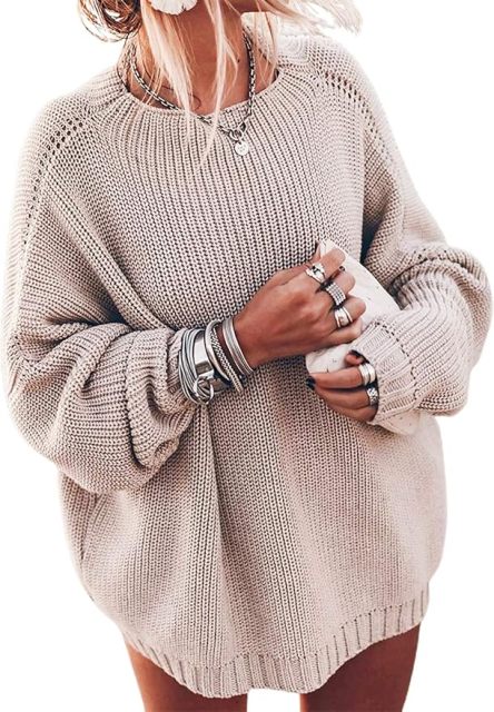 Personalized Relaxed Beige Oversized Knit Sweater with Drawstring Neckline – Customizable Wholesale for Effortless Style | Jubaodi