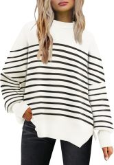 Wholesale Soft Beige Ribbed Long-Sleeve Top with Side Slits – Customizable Relaxed Style for Retailers | Jubaodi