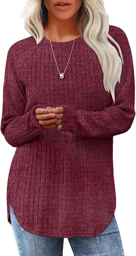 Wholesale Soft Beige Ribbed Long-Sleeve Top with Side Slits – Customizable Relaxed Style for Everyday Wear | Jubaodi