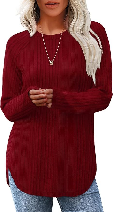 Wholesale Soft Beige Ribbed Long-Sleeve Top with Side Slits – Customizable Relaxed Style for Everyday Wear | Jubaodi