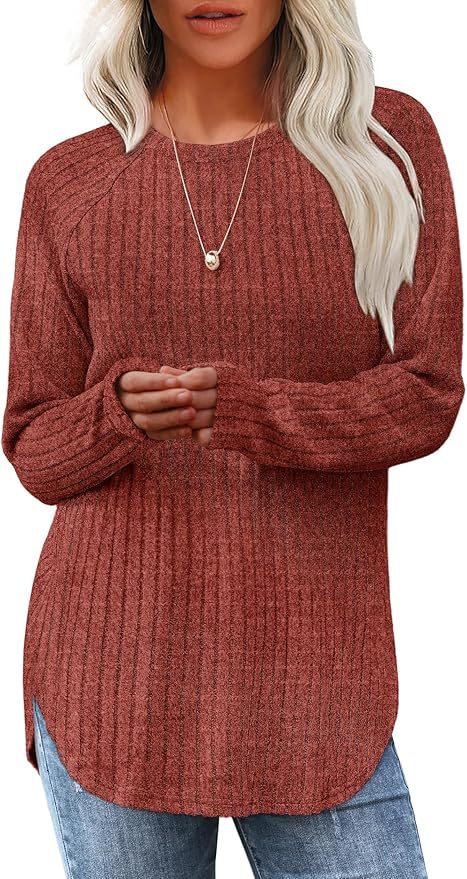 Wholesale Soft Beige Ribbed Long-Sleeve Top with Side Slits – Customizable Relaxed Style for Everyday Wear | Jubaodi
