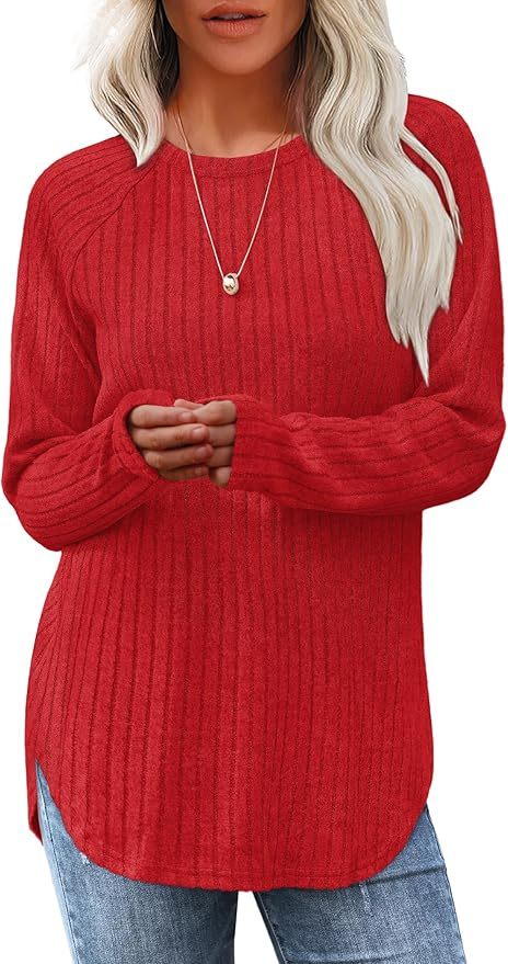 Wholesale Soft Beige Ribbed Long-Sleeve Top with Side Slits – Customizable Relaxed Style for Everyday Wear | Jubaodi