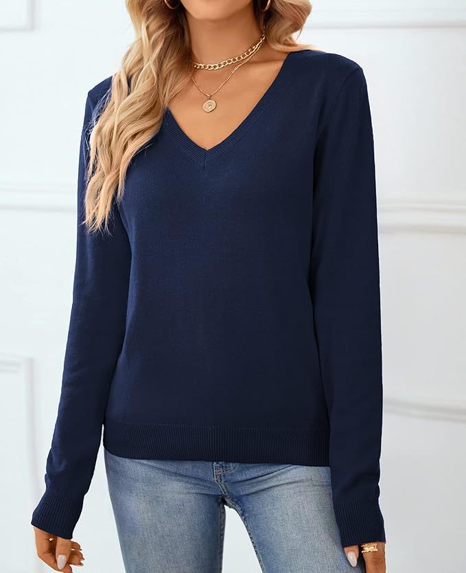 Personalized Classic Navy Blue V-Neck Sweater – Custom Wholesale Knitted Sweater for Effortless Elegance | Jubaodi Manufacturer